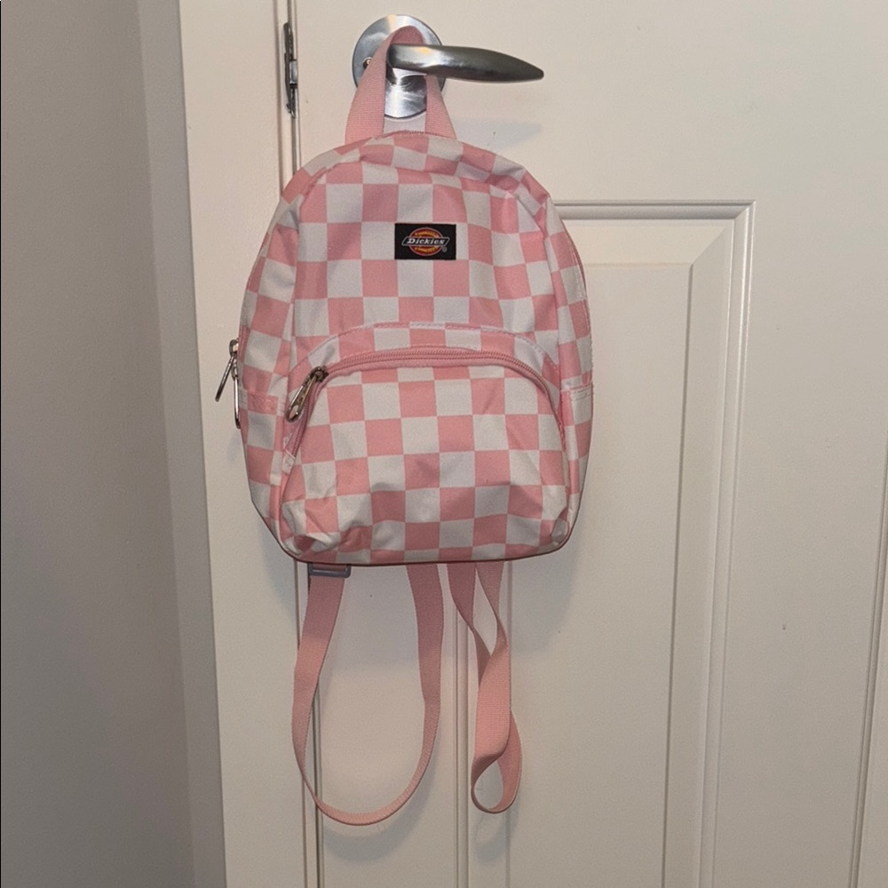 Dickies Mini Pink Backpack with Checkered Design